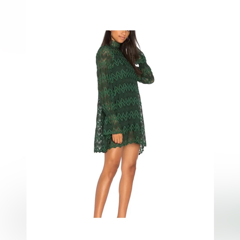 Dark Green Lace Free People Mini Dress / Blouse Sz S